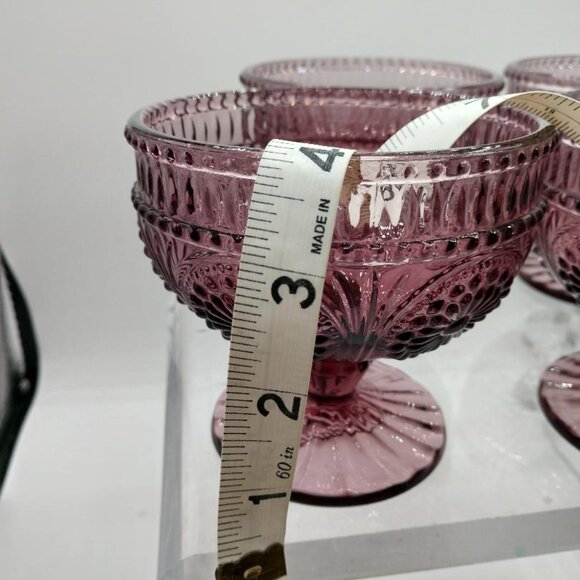 Four (4) Pioneer Woman Adeline Plum Purple Foot Glass Sundae Dessert Dishes - Picture 6 of 6